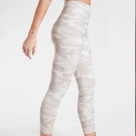 Athleta nwt elation camo 7 taupe light grey tan high rise stretchy 7/8 leggings - Picture 8 of 8